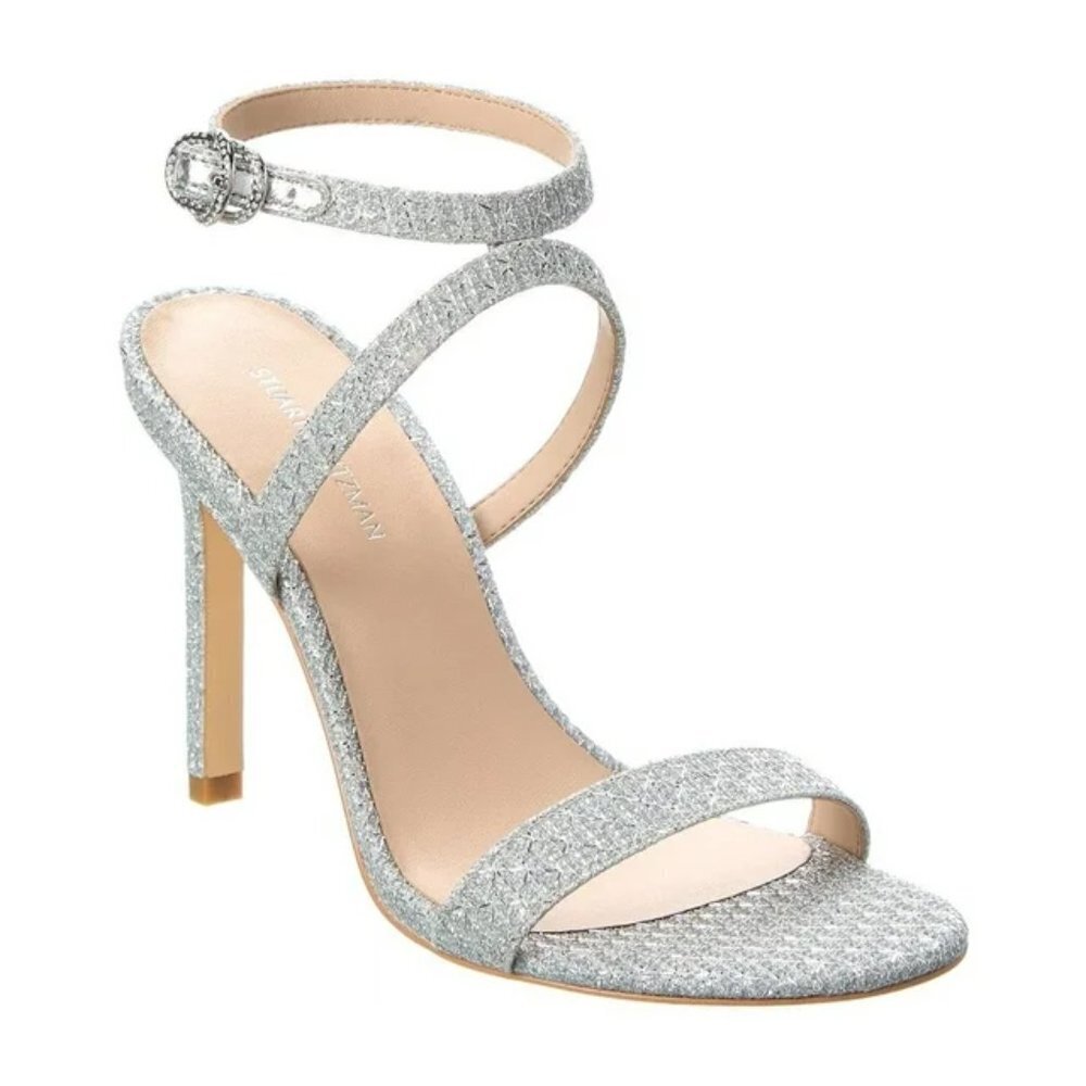 Stuart Weitzman Crystal Buckle 95 Glitter Sandal,